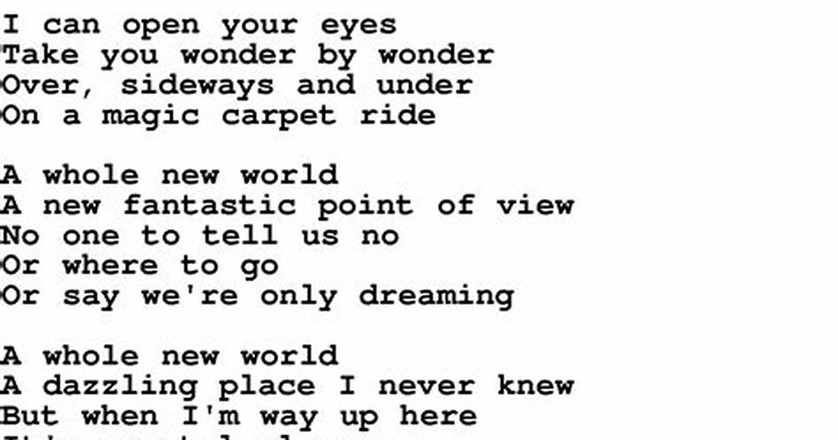 A Whole New World Lyrics Guide Full Duet Breakdown And