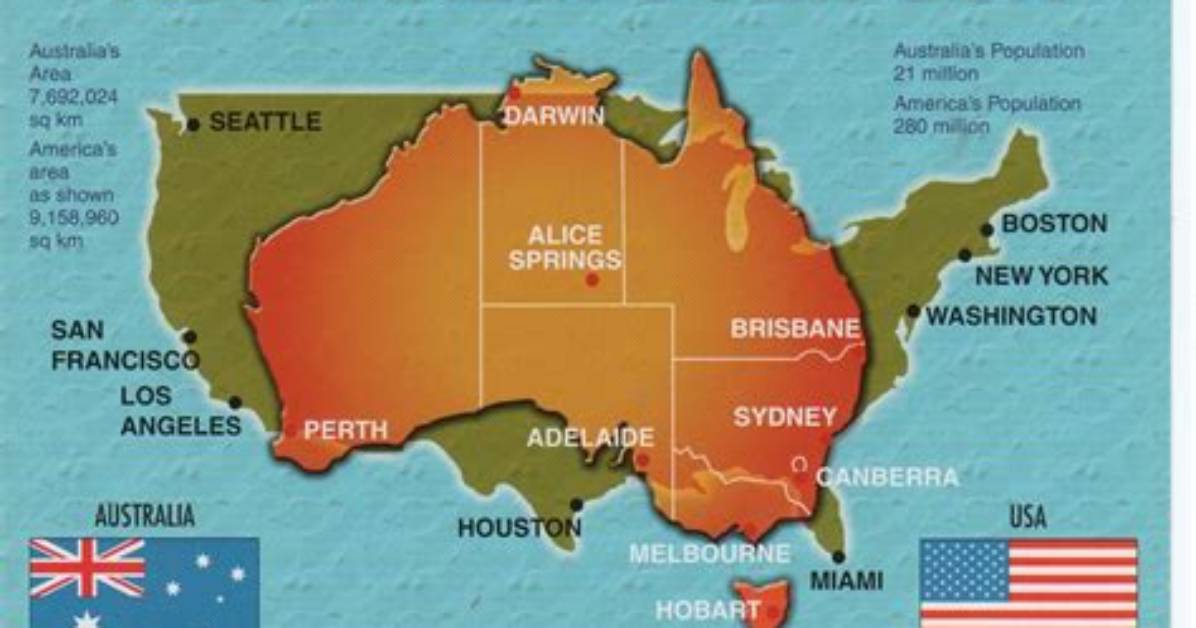 Australia Overlaid on the United States Visual Proof of How the Two
