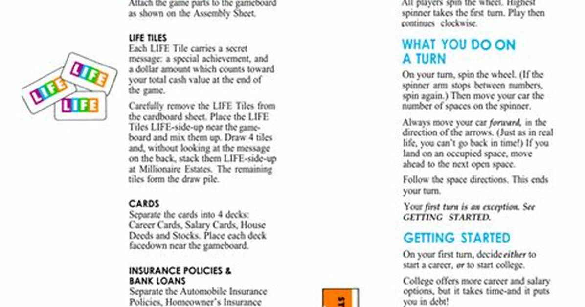 Complete Game of Life Directions Official Rules Faqs And