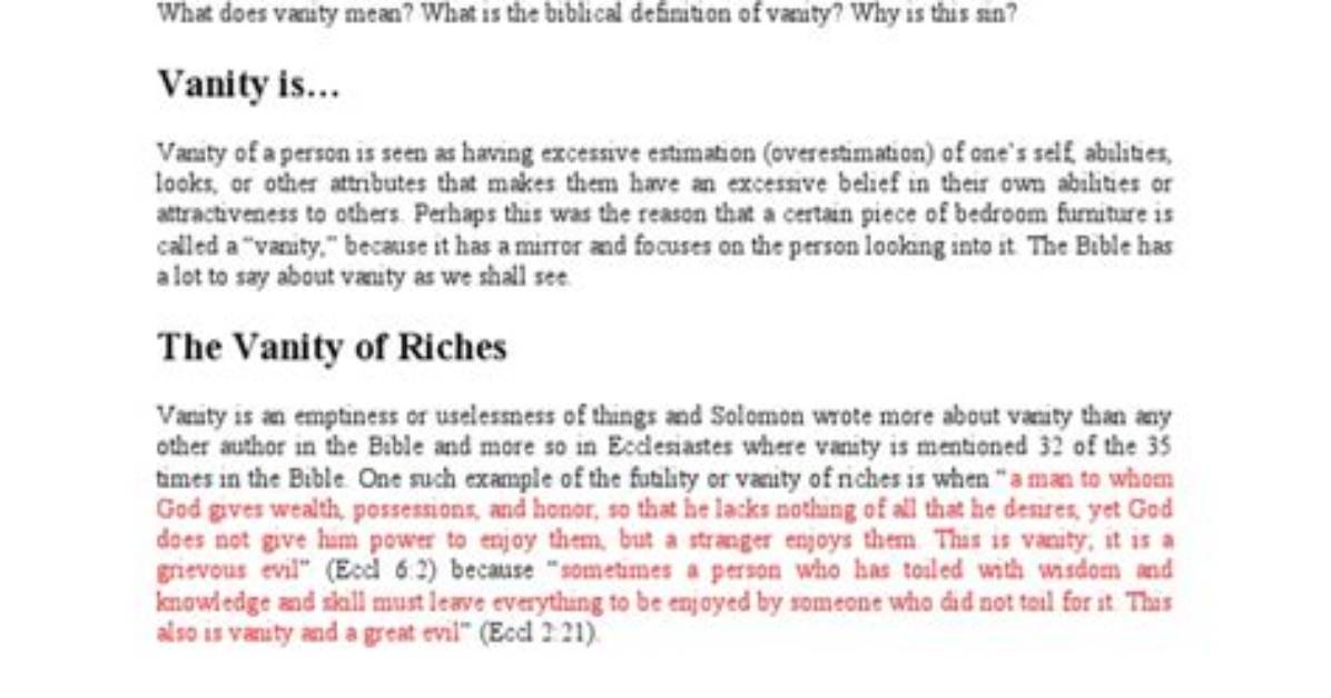 Complete Guide What Does Vanity Mean Definitions Common Idioms And
