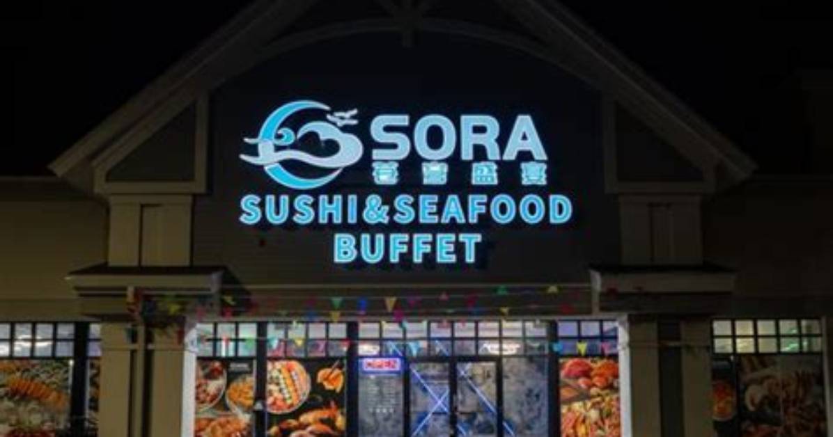 First Look Inside Sora Sushi Seafood Buffet Menu Stations Decor and Route 9