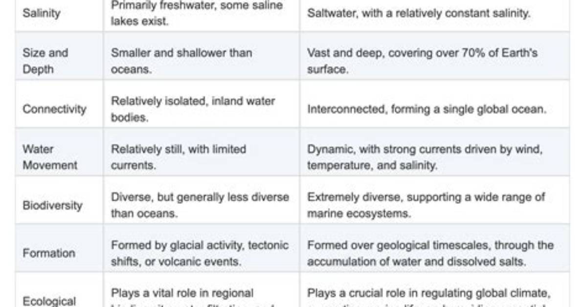 Lake vs Ocean Fact Check Busting Common Myths About