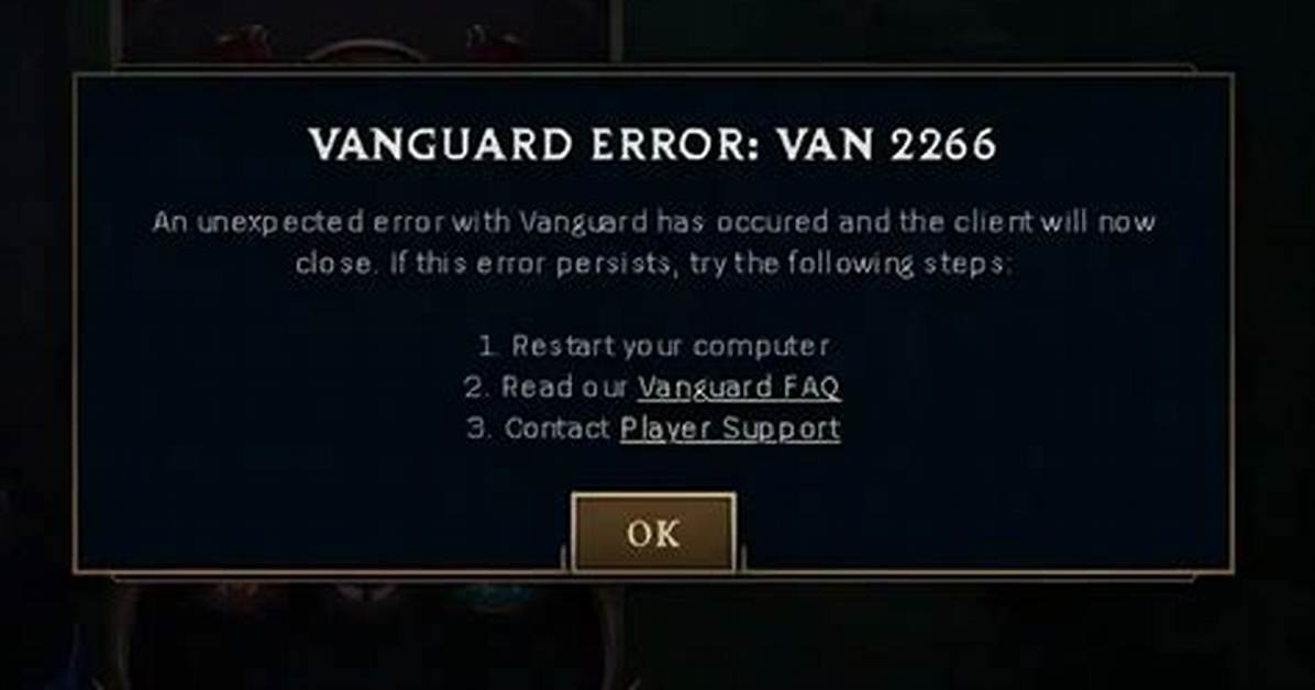 Latest League of Legends Vanguard Issues Error Van 57 Outbreak And