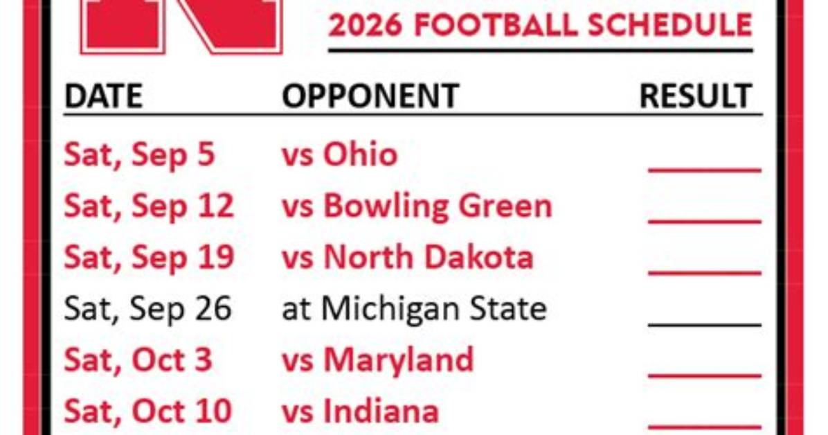 Nebraska Football 2026 Schedule Update Indiana
