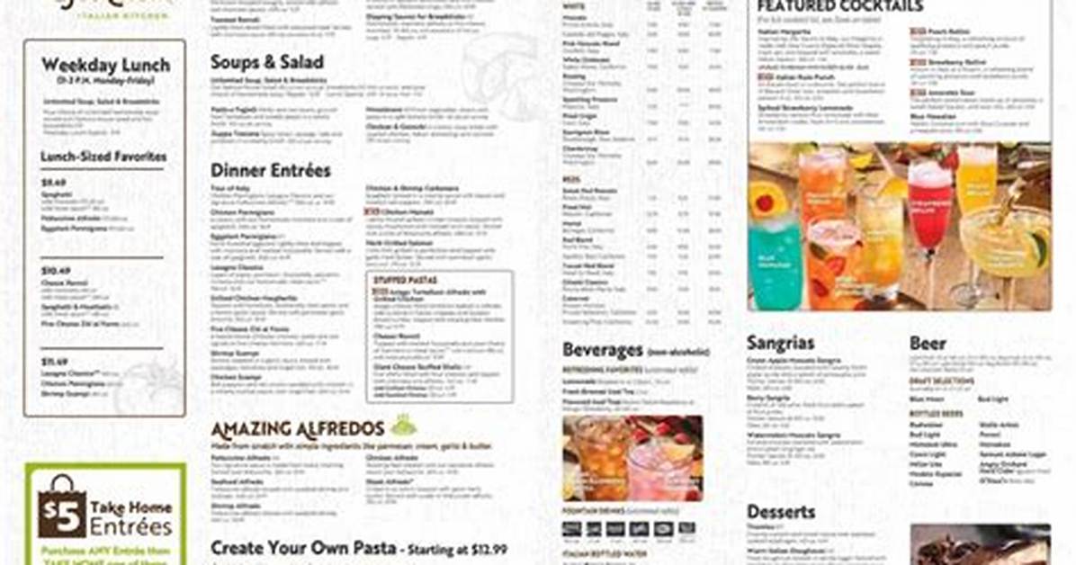 Olive Garden Menu Overhaul Timeline from Discontinued Icons To