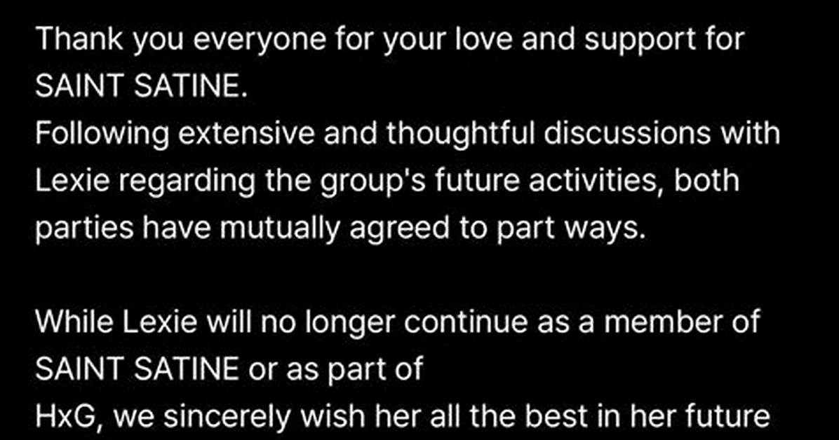 Saint Satine Member Lexie Leaves Group Complete News Timeline And