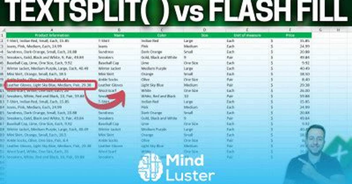 Textsplit vs Flash Fill Step by Step Proof of the Fastest Name