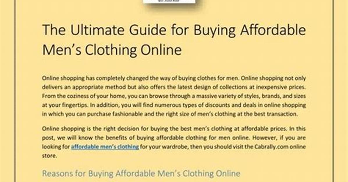 The Master Guide to Affordable Online Clothing How to Build an Elevated