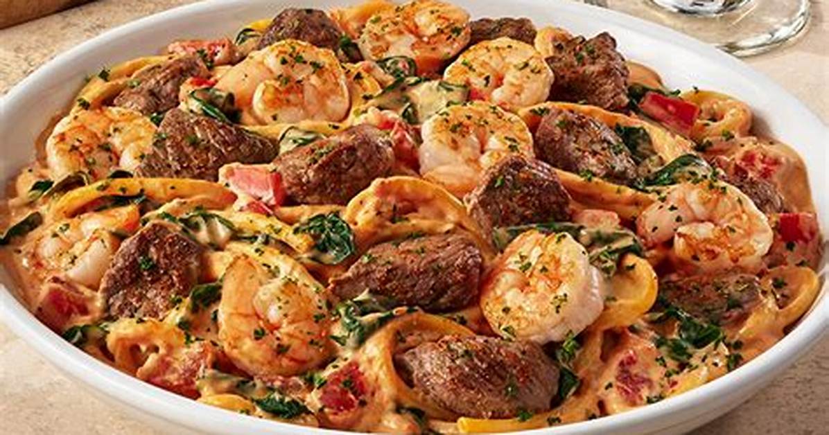 The Olive Garden Calabrian Steak and Shrimp Bucatini Hype Bold Upgrade Or