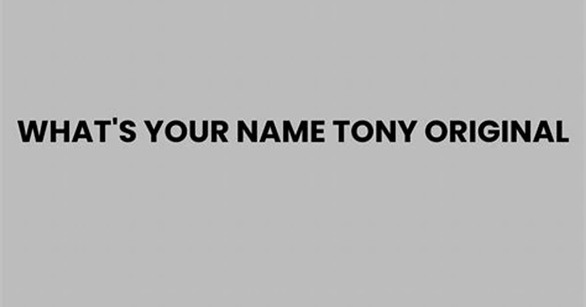 The Original What S Your Name Tony Video Creator Clip And