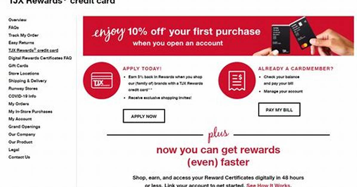 Tj Maxx Card Guide Rewards Payments Customer Service And