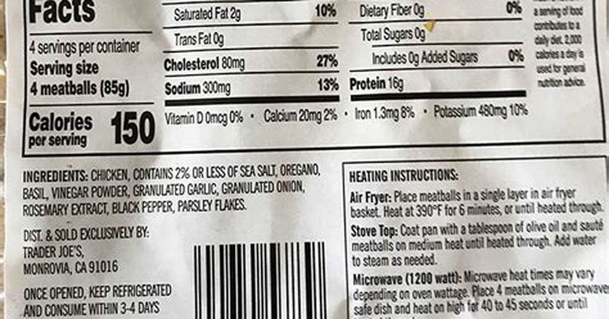 Trader Joe S Chicken Meatballs Nutrition Cost Are They Truly a 5